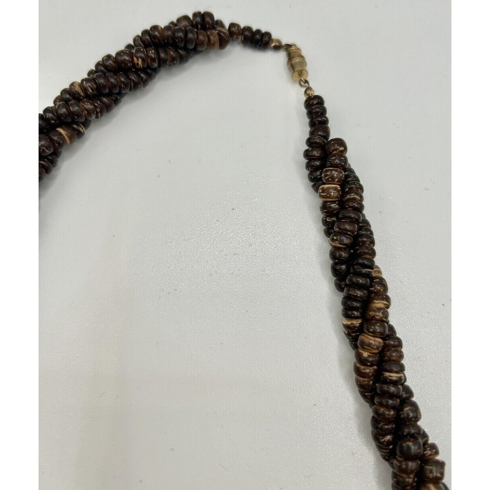 Wood Wooden Beaded‎ Beads Necklace Vintage Unique Boho Ethnic Hippy 9"